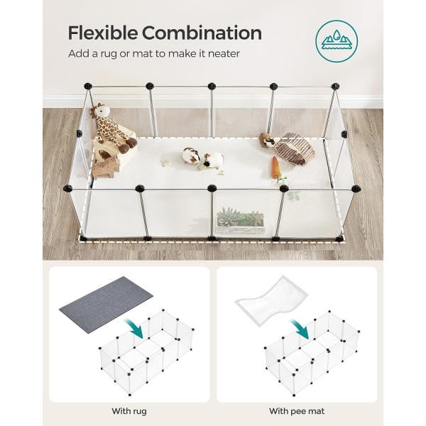 SONGMICS Lekhage för husdjur, DIY-plastbur, hamstrar, kaniner, igelkottar, marsvin, vit