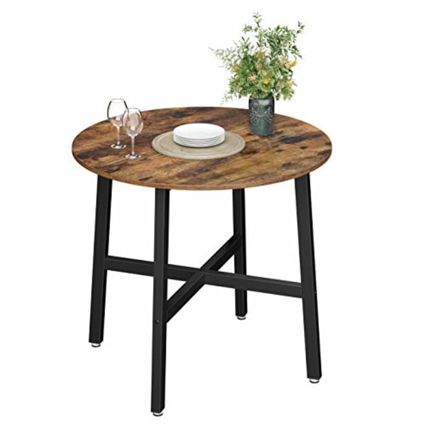 Vasagle matbord, rund köksbord, för vardagsrum, kontor, 80 x 75 cm, rustikbrun