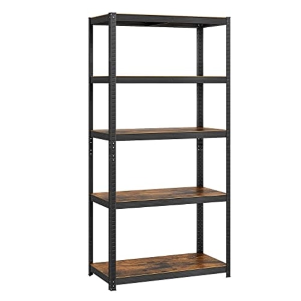 SONGMICS Reol, 40 x 90 x 180 cm, 875 kg Belastningskapacitet Rustik Brun og Sort