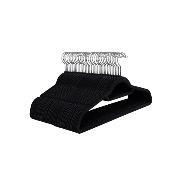 Songmics Velvet hangers, 50 Pack, 0,6 cm tjocklek, rymdbesparing, 360 ° svivelkrokar, Black