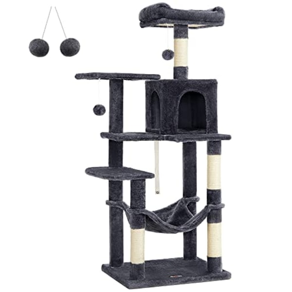 Feandrea Multi-Level kattetræ - 55 x 45 x 143 cm - Røg Grå