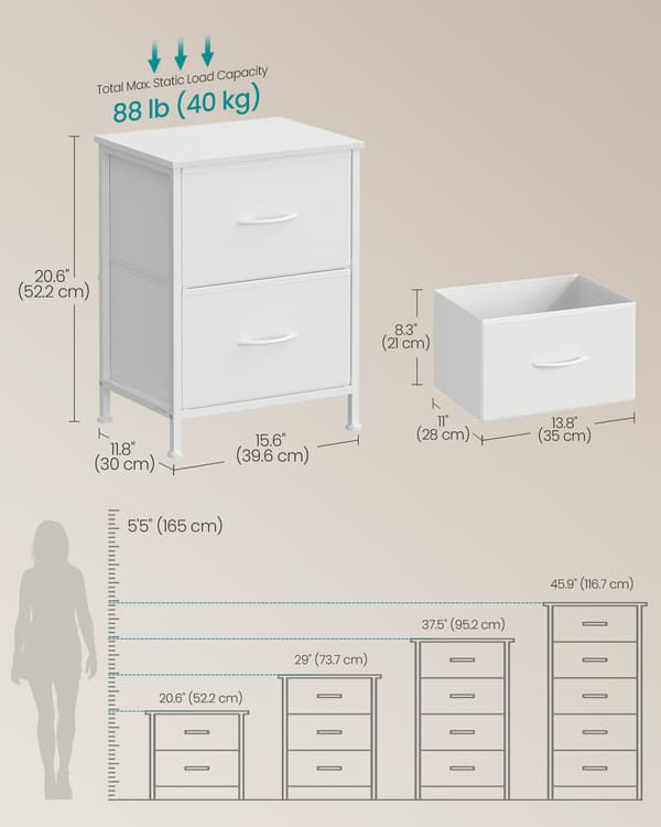 Sengebord med 2 skuffer – alsidigt sidebord