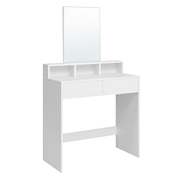 VASAGLE Toiletbord med stort rektangulært spejl, hvid