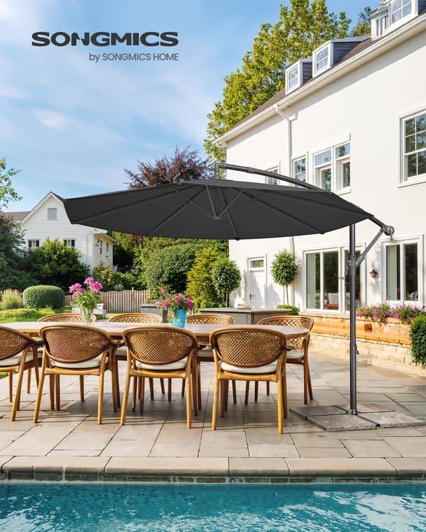 Haveparasol, 3 m bananparasol med fod