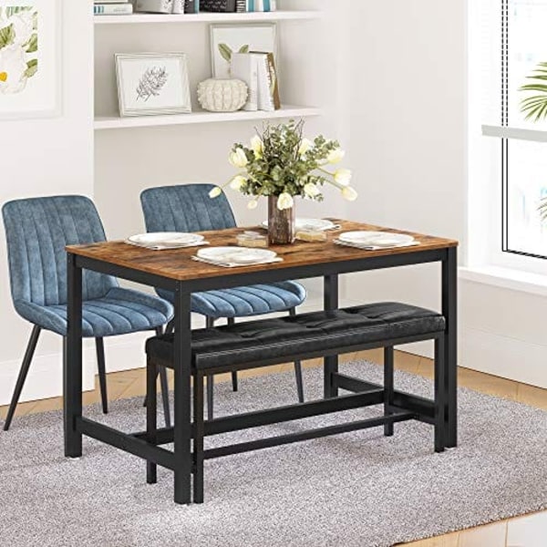 VASAGLE spisebord til 4 personer, køkkenbord, 120 x 75 x 75 cm, rustikt brunt og sort