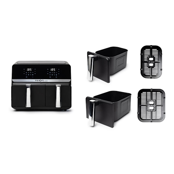 Nexxt Kaksois Airfryer – Kuumailmakeitin – 5,5 + 3,5 litraa – Kosketusnäyttö – Musta