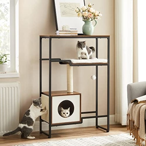 Feandrea PCT112x01 Katteskrabepost 2-i-1 møbler Vintage Brun