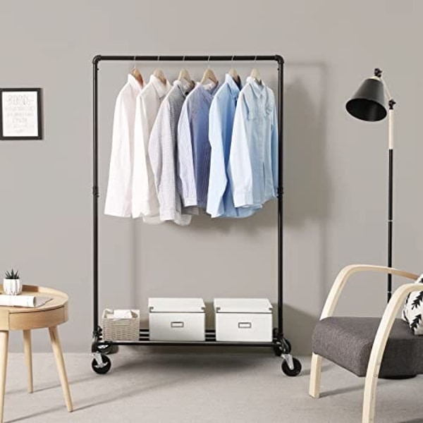 Songmics Heavy Duty Metal Tøjstativ på hjul, holder 90 kg, sort