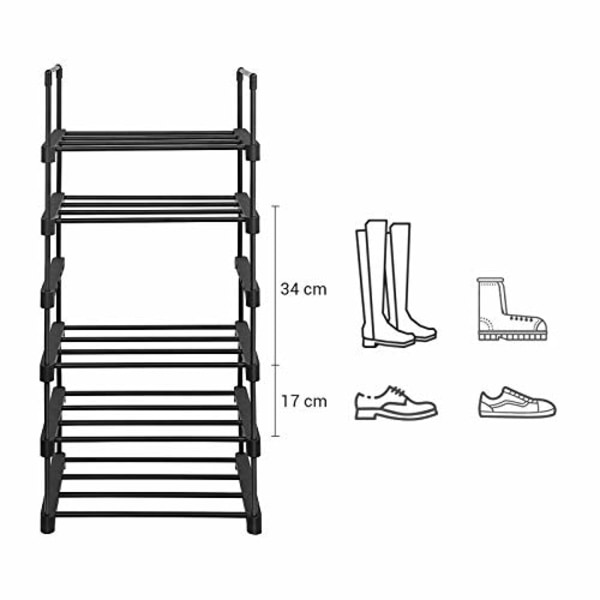 Songmics 6-lags skostativ, skoopbevaringsorganisator, 45 x 30 x 106 cm, sort