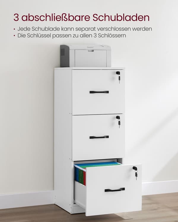 Arkivskab, 3 skuffer, printerstander