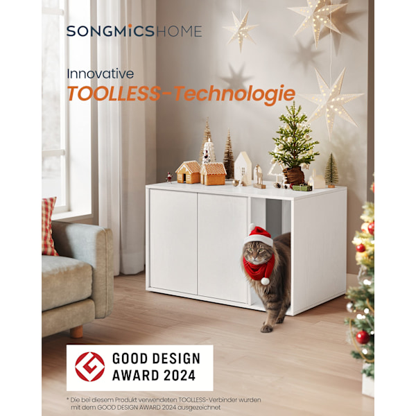 Kattetoilet, kattehus, til store katte, sidebord, sofabord, Snehvid