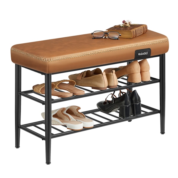VASAGLE Skobänk 30 x 80 x 50 cm Modern 135 kg Lastkapacitet, konstläder med sömmar