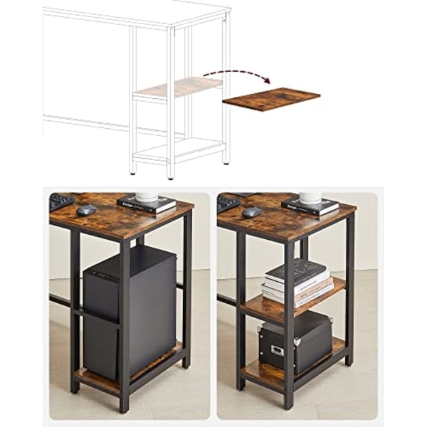 Vasagle computer desk, L-shaped corner desk, workstation, rustic brown and black