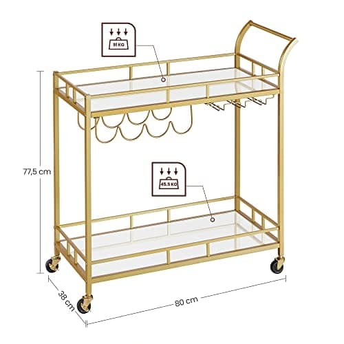 Vasagle Serveringsvogn - 2-lags (80 x 38 x 77,5 cm)