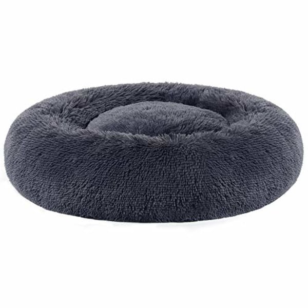 FEANDREA Donut Cat Bed, Fluffy Calming Pet Bed, 70 cm, mörkgrå