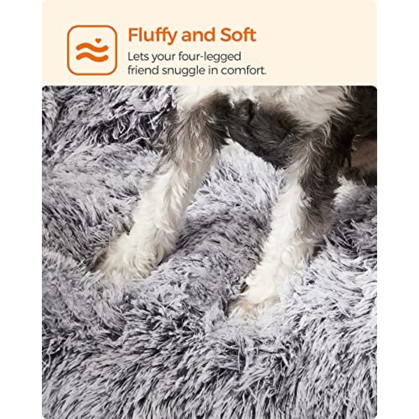 Feandrea hundeseng, hundepude, fluffy hundemåtte, lang plys, 80x50 cm, lysegrå