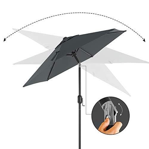 SONGMICS 197 cm haveparaply, UPF 50+, solbeskyttelse, grå