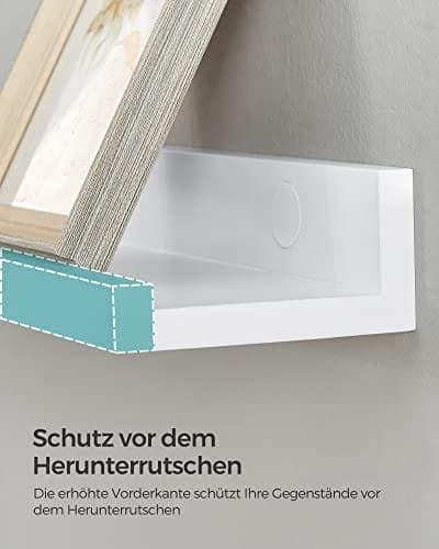 Songmics Wall Shelf 3 Set flytande hyllor Ledge för bildramar och böcker, Vit