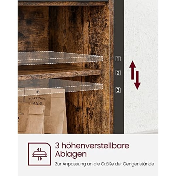 VASAGLE matskänk, köksskåp, förvaringsskåp, buffébord, rustik brun och svart