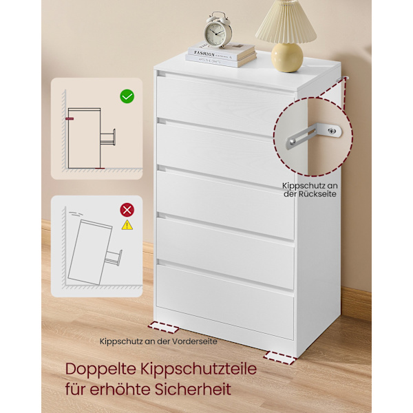 Moderne kommode, 40 x 60 x 97,4 cm, Snehvid