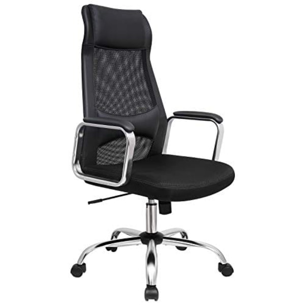 SONGMICS Kontorstol Mesh Skrivebordsstol Ergonomisk Computerstol Sort