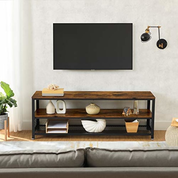 VASAGLE industriellt tv-ställ för skärmstorlek upp till 60 tum, tv-skåp, rustikt brunt