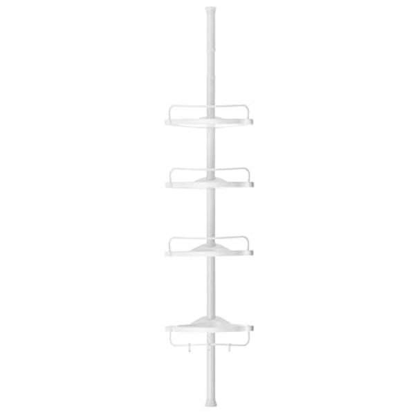 Songmics Justerbar badrumshörrehylla, teleskopisk dusch, 85-305 cm, golv till tak, vit