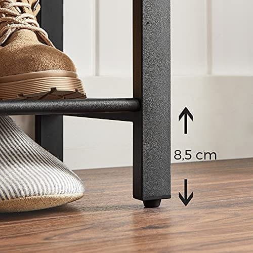 Vasagle sko rack, skosarrangör med 3 mesh hyllor, för hall, rustikbrun