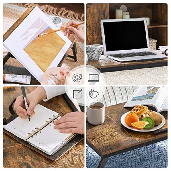 Songmics Laptop Desk för säng eller soffa med justerbar lutningstopp, rustik mörkbrun