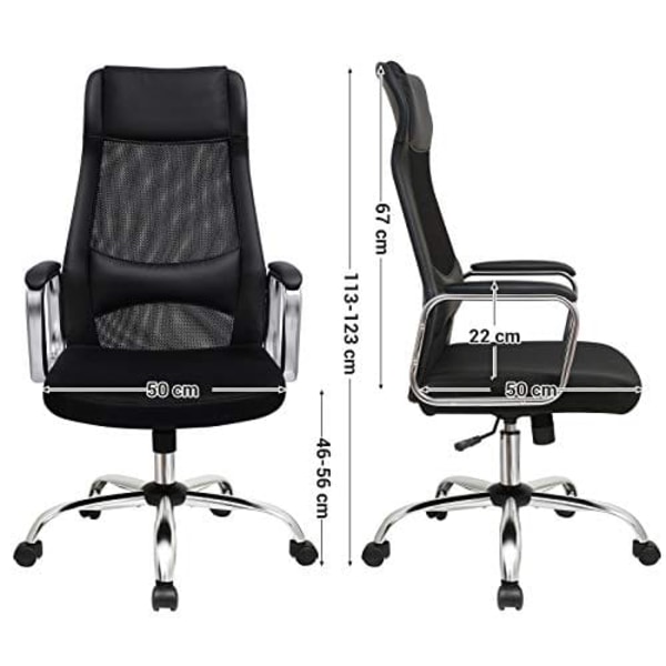 SONGMICS Kontorstol Mesh Skrivebordsstol Ergonomisk Computerstol Sort