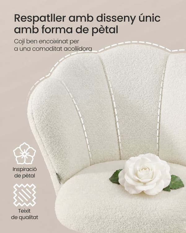Petal skrivebordsstol – drejelig make-up stol i teddyfleece