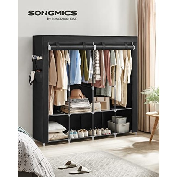 Songmics Clothes Garderobe, bærbar garderobe, med 4 hængeskinner, sort