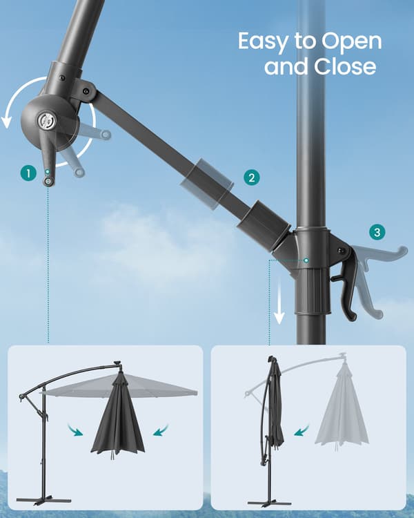 Haveparasol med solcelledrevne LED-lys, 3 m