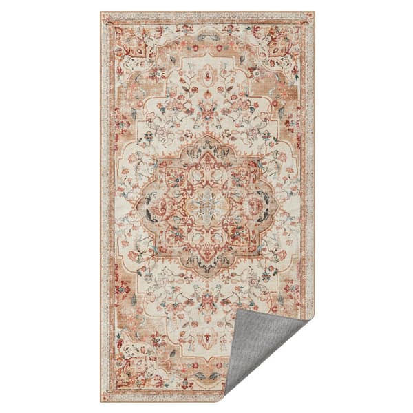 Tæppe 80 x 150 cm Stuetæppe Skridsikkert Tæppe Traditionel Vintage Stil, Duegrå