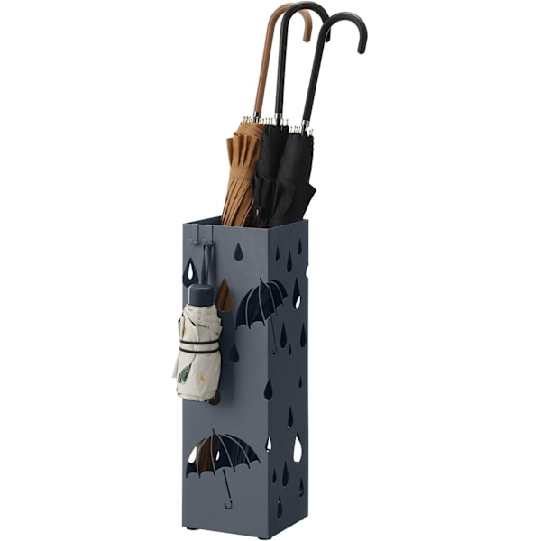 Paraplystativ i Metal, Firkantet Paraplyholder, 15,5 X 15,5 X 49 Cm, Antracitgrå