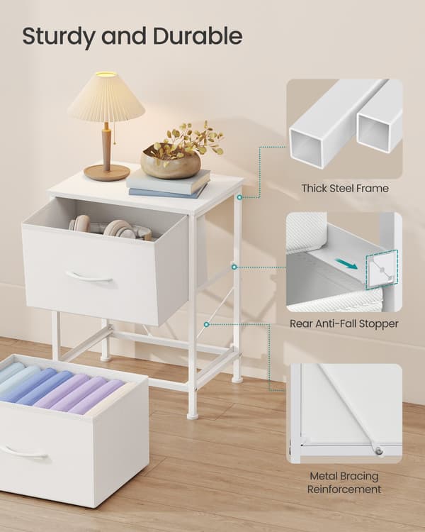 Sängbord med 2 lådor – mångsidigt sidobord
