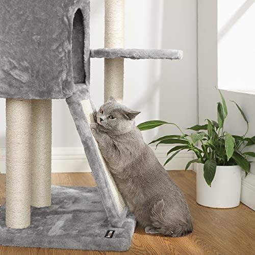 Feandrea Katt klösträd / klösmöbel kattträd, 2.5 m, katttorn, ljusgrå