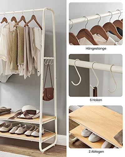 Vasagle Industrial Pipe Tøjstativ, Eg og Creme