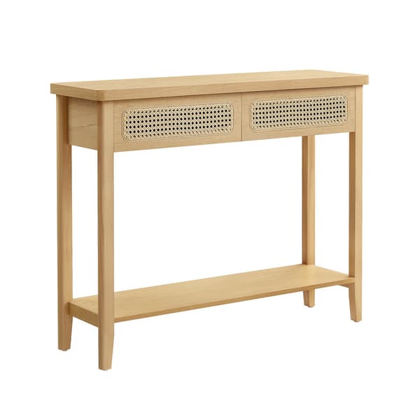 Konsolbord Til Entré, Smalt Sofabord Til Stue, Boho-stil, Eg Beige