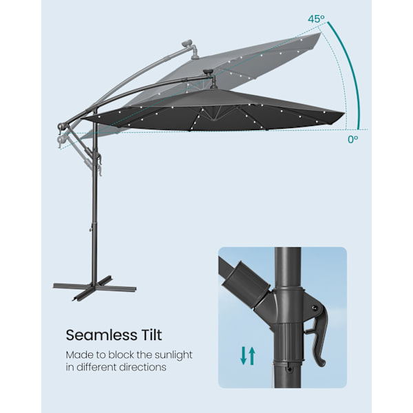 Haveparasol med solcelledrevne LED-lys, 3 m