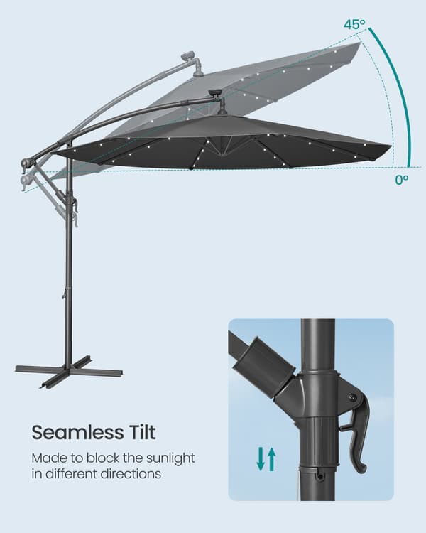 Trädgårdsparasoll med soldrivna LED-lampor, 3 m