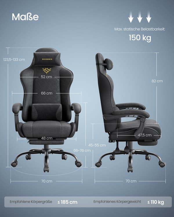Ergonomisk gamingstol, sædehynde med fjedre, kontorstol