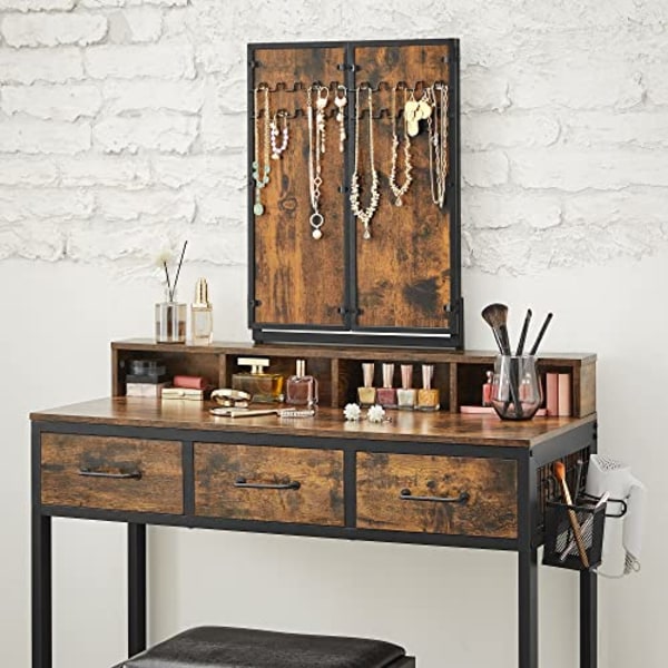 Vasagle toiletbord, makeupbord, rustik brun og sort