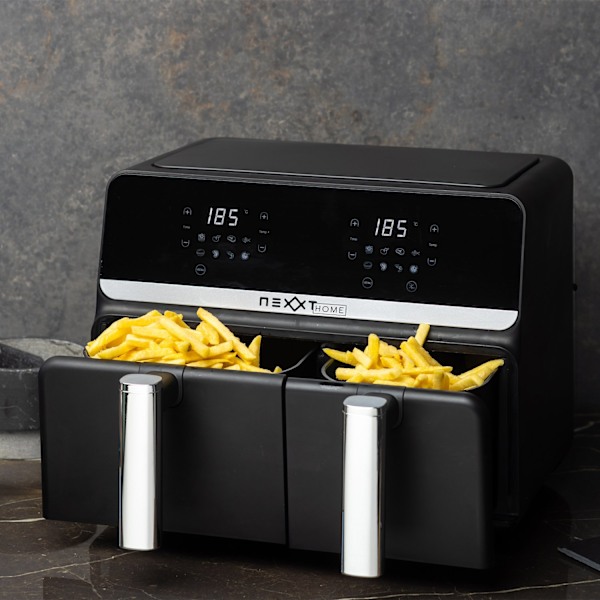 Nexxt Kaksois Airfryer – Kuumailmakeitin – 5,5 + 3,5 litraa – Kosketusnäyttö – Musta