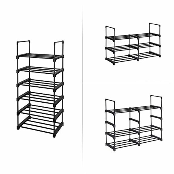 Songmics 6-lags skostativ, skoopbevaringsorganisator, 45 x 30 x 106 cm, sort