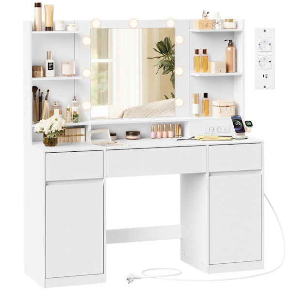 Makeupbord med spejl og LED-lys