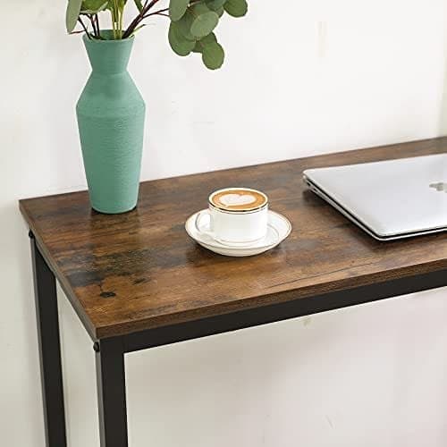 Vasagle, smal rektangulär köksbord, stålram, 100 x 40 x 90 cm, rustikbrun och svart