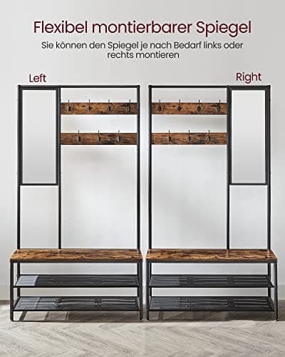 Vasagle Knagerække Stativ, Industrielt, Rustik Brun og Sort