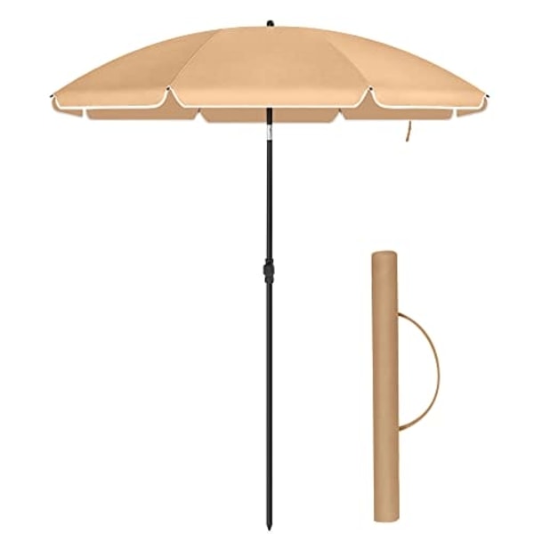 SONGMICS 1,6 m strandparaply, Parasol UPF 50+, solbeskyttelse, bærbar, taupe