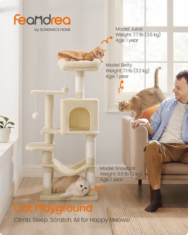 Kradsetræ, tårn 102 cm flerniveauhus til kat